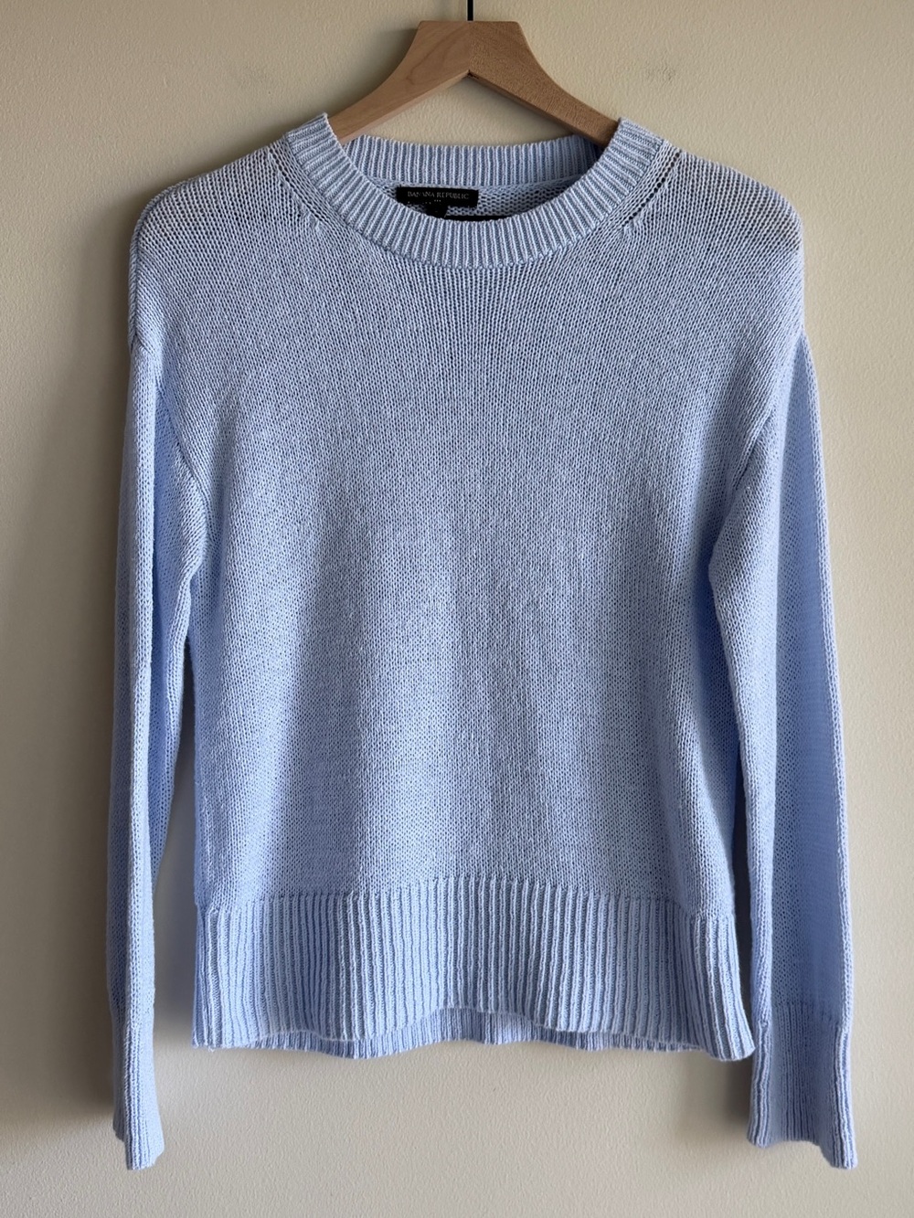 Banana Republic Baby Blue Cotton Blend Crewneck Sweater Size S - Picture 2 of 8
